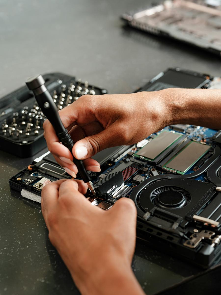 Technician working on device
